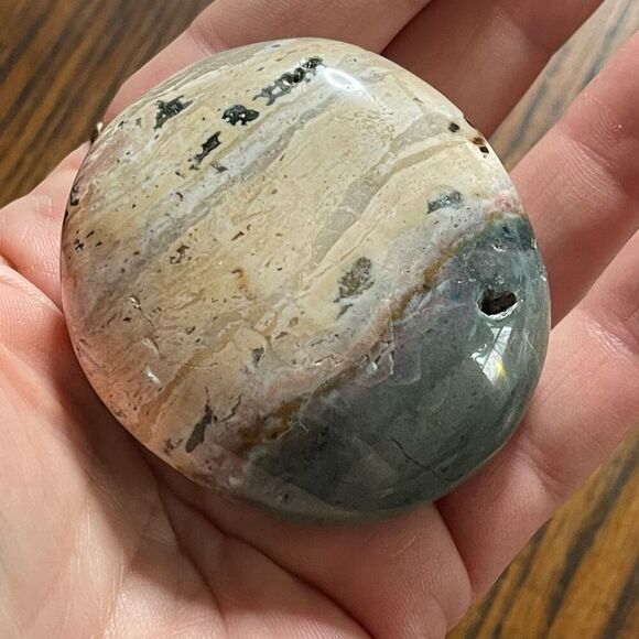 Ocean Jasper palm stone crystal natural druzy white yellow red banding banded gr - Picture 5 of 9